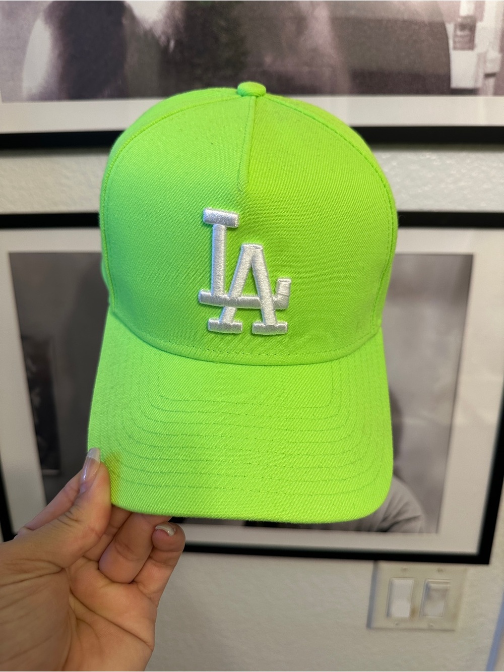 Los Angeles Baseball Cap Neon Green LA Logo